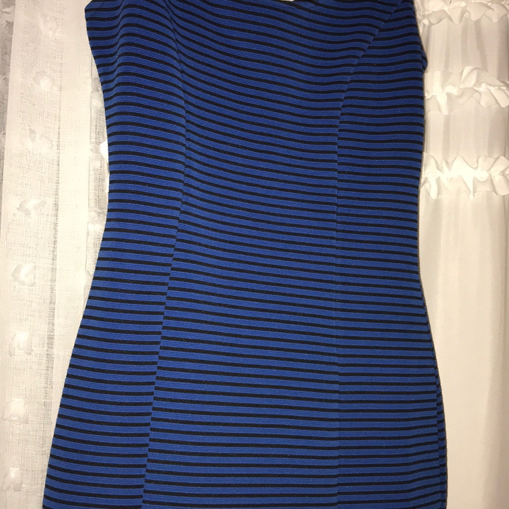 Tight blue with black stripes dress - Picture 2 of 3